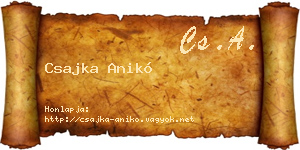 Csajka Anikó névjegykártya